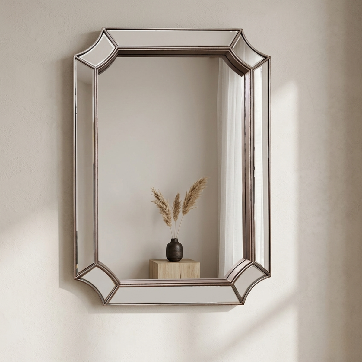 Modern Vintage Wall Mirror — Segmented Panel Border