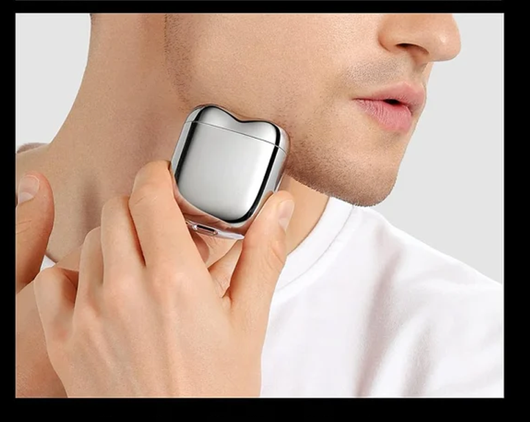 Máquina de barbear de viagem recarregável para homem — USB, à prova de água, para utilização a seco ou molhado, alumínio