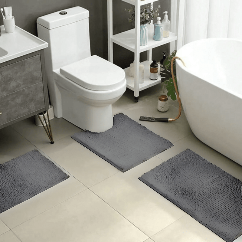 Alfombra de baño azul de chenilla de poliéster, 20×31 pulgadas — absorbente, antideslizante
