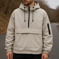 Parka corta-vento com capuz para mulher — Bolso frontal resistente à água