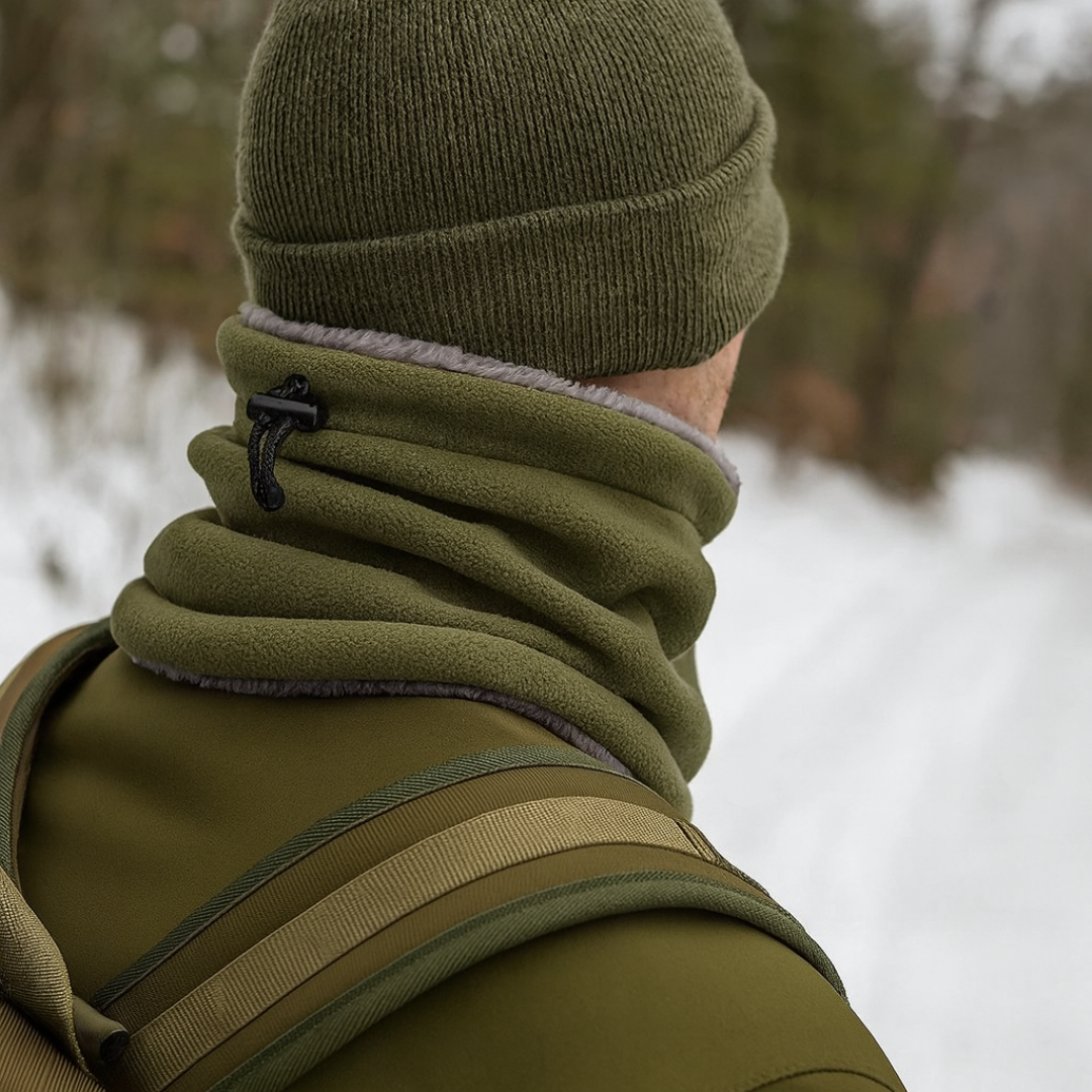 Verstellbarer Fleece-Schlauchschal – Kordelzug als Windschutz