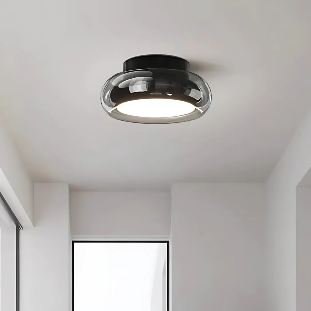 12-Inch 24W LED 吸顶灯，琥珀色玻璃，暖白光