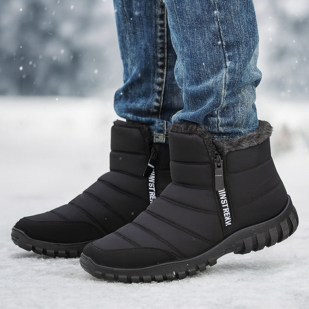 Men's Waterproof Snow Boots — Side Zip, Insulated, Anti-Slip