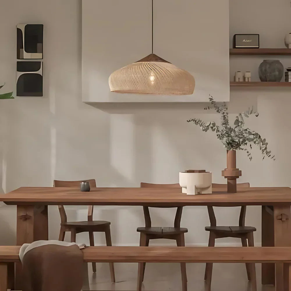 Gewebte Bambus-Hängelampe, 24 Inch, natürlicher Schirm, verstellbares Kabel, E26-Fassung, Boho-Deckenleuchte im Landhausstil für Esszimmer, Kücheninsel Li