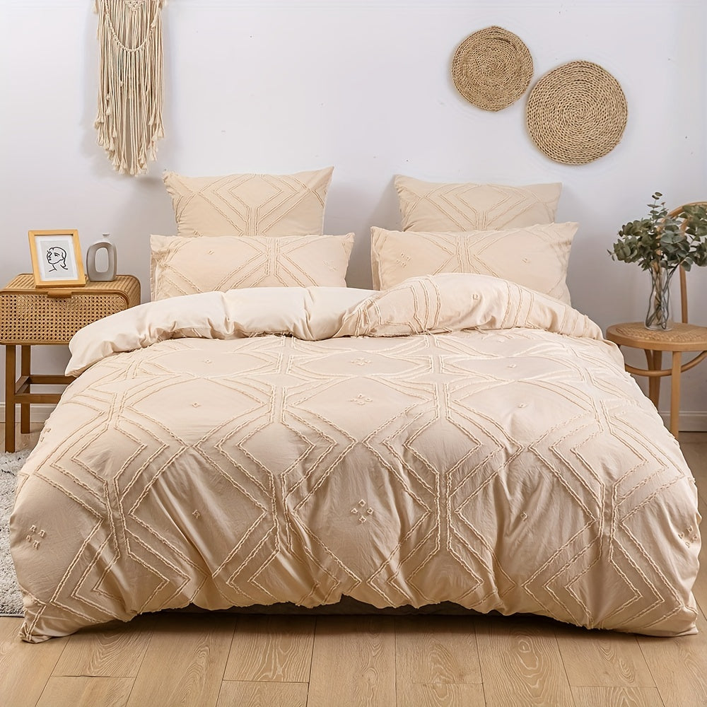 Grid Tufted Soft Bedding Duvet Cover Set - Euroselle