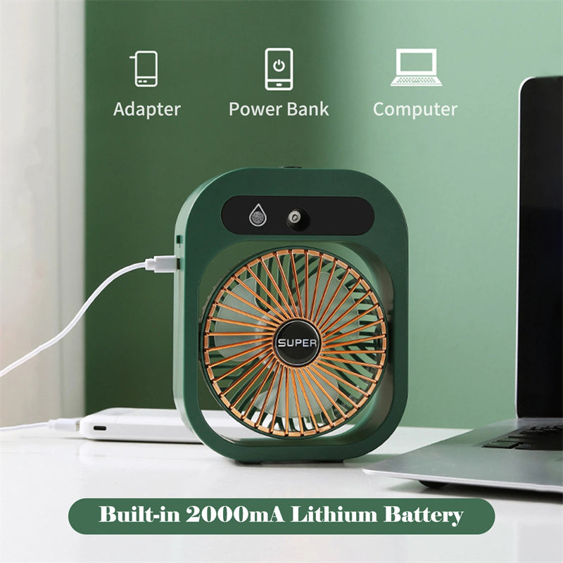 Ventilador nebulizador portátil AquaFlow — diseño de mano de 3 velocidades, sistema de nebulización integrado