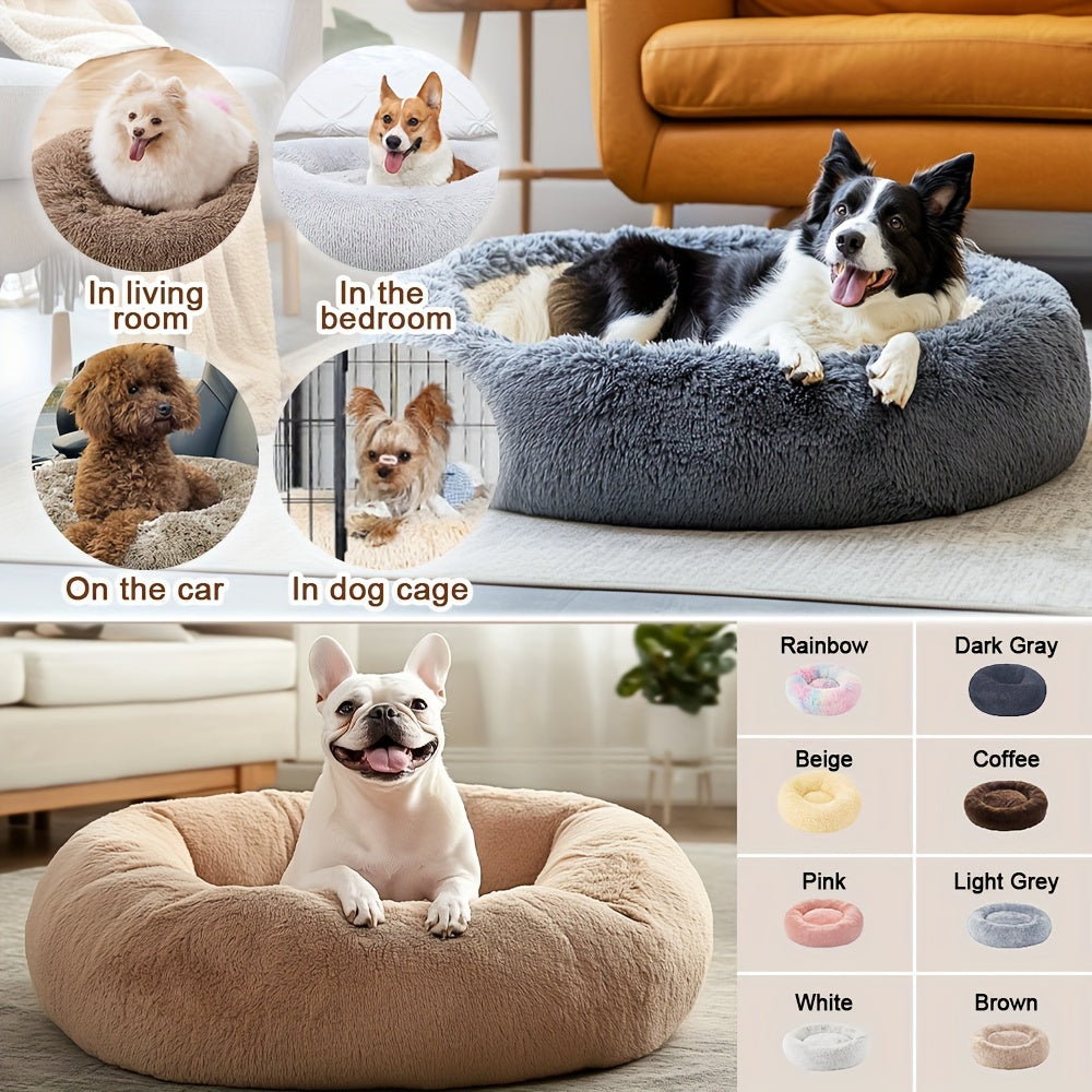 Soft Faux Fur Donut Pet Bed for Small to Large Dogs & Cats - Euroselle