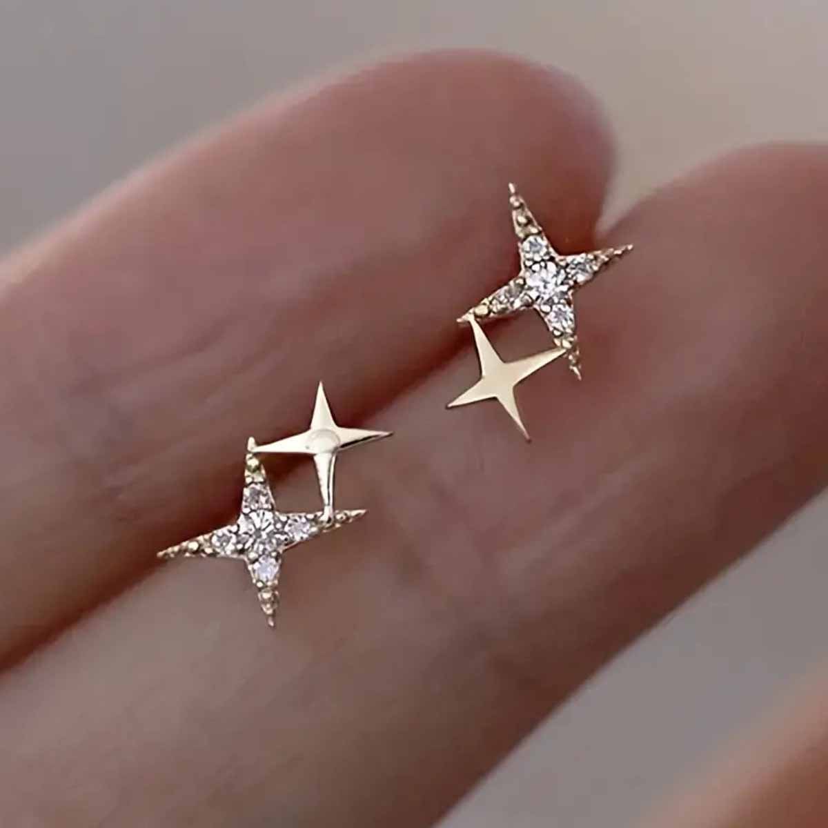 Boucles d'Oreilles Luxe Étoile en Argent et Or - Élégance Tendances