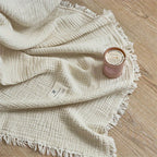 Lightweight 4-Layer Cotton Gauze Blanket with Elegant Fringe - Euroselle