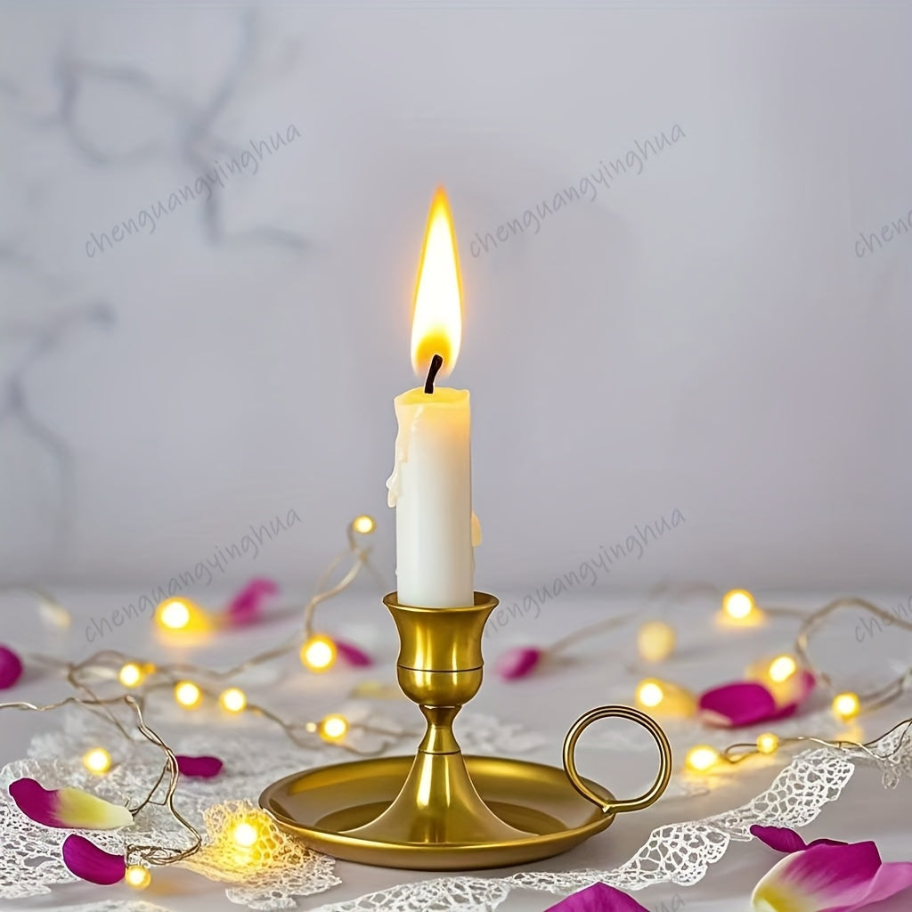 Eleganter goldener Metall-Kerzenständer - Euroselle