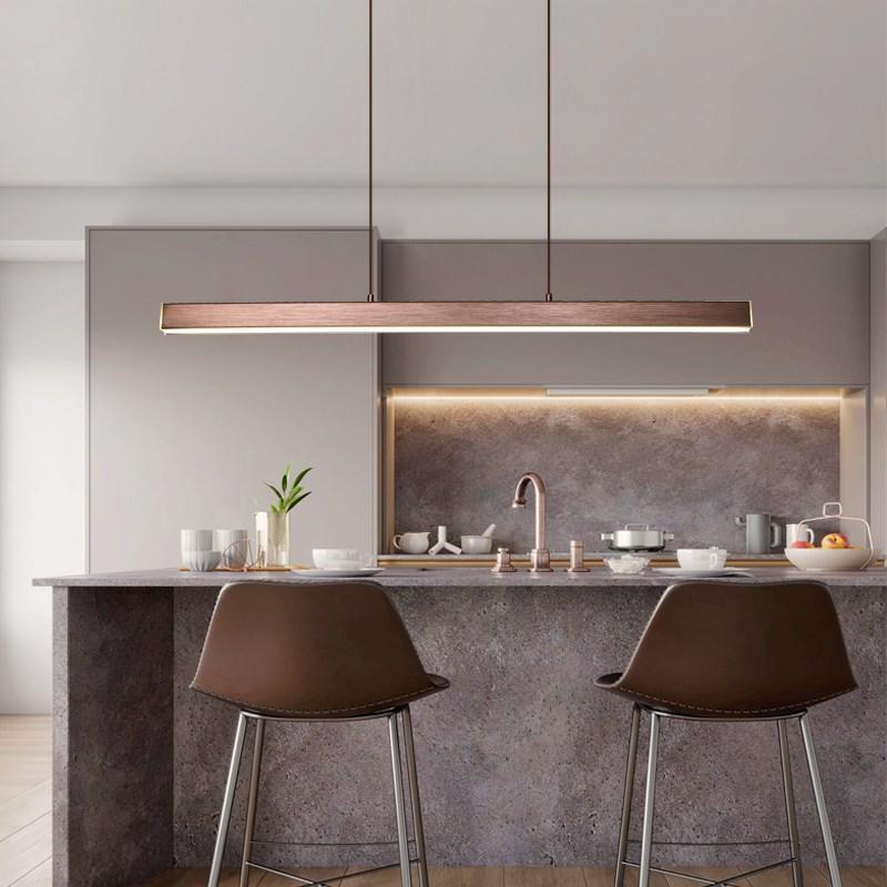 Novare | Modern Linear Metal LED Pendant Light in Black and Brown