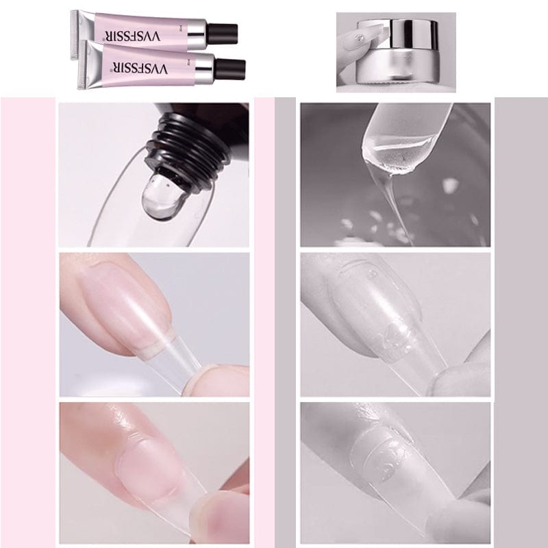Selvklæbende neglelimssæt med UV-lampe og neglelimfjerner – komplet salonsystem til manicure derhjemme