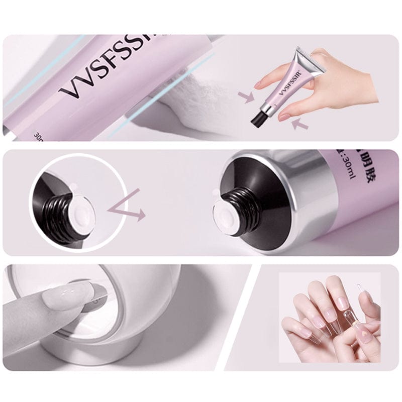 Selvklæbende neglelimssæt med UV-lampe og neglelimfjerner – komplet salonsystem til manicure derhjemme