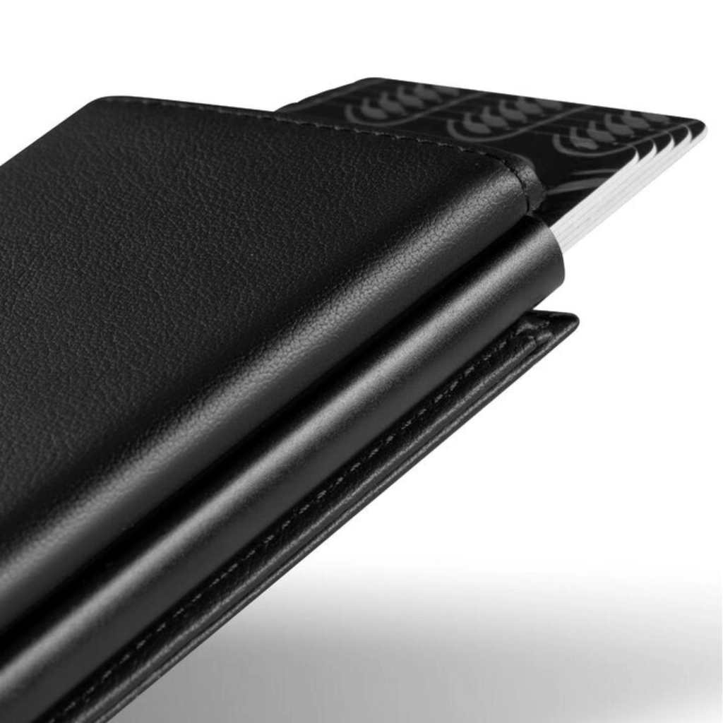 RFID-Blocking Leather Billfold — Pop-Up Aluminum Card Holder
