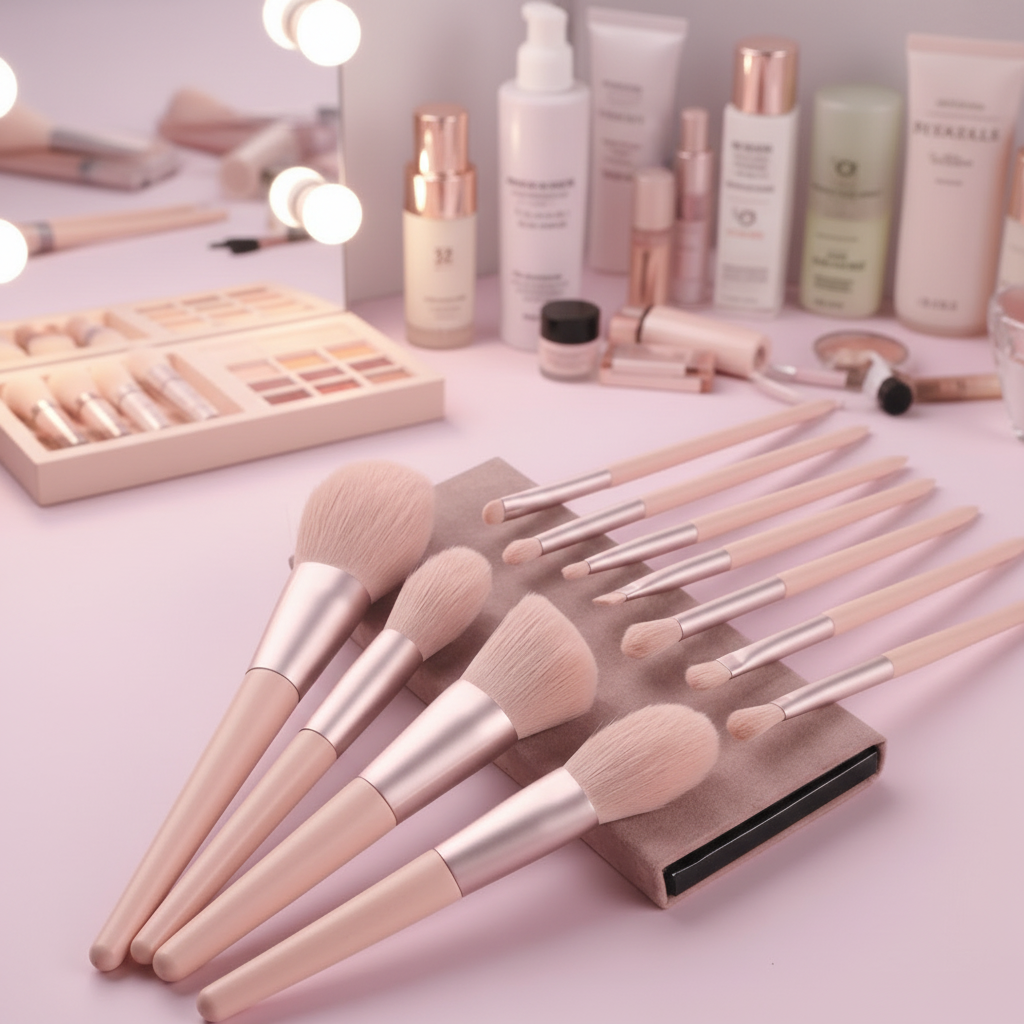 Ensemble de 11 pinceaux de maquillage professionnels Lumina Glow — Collection pour estomper et sculpter avec précision