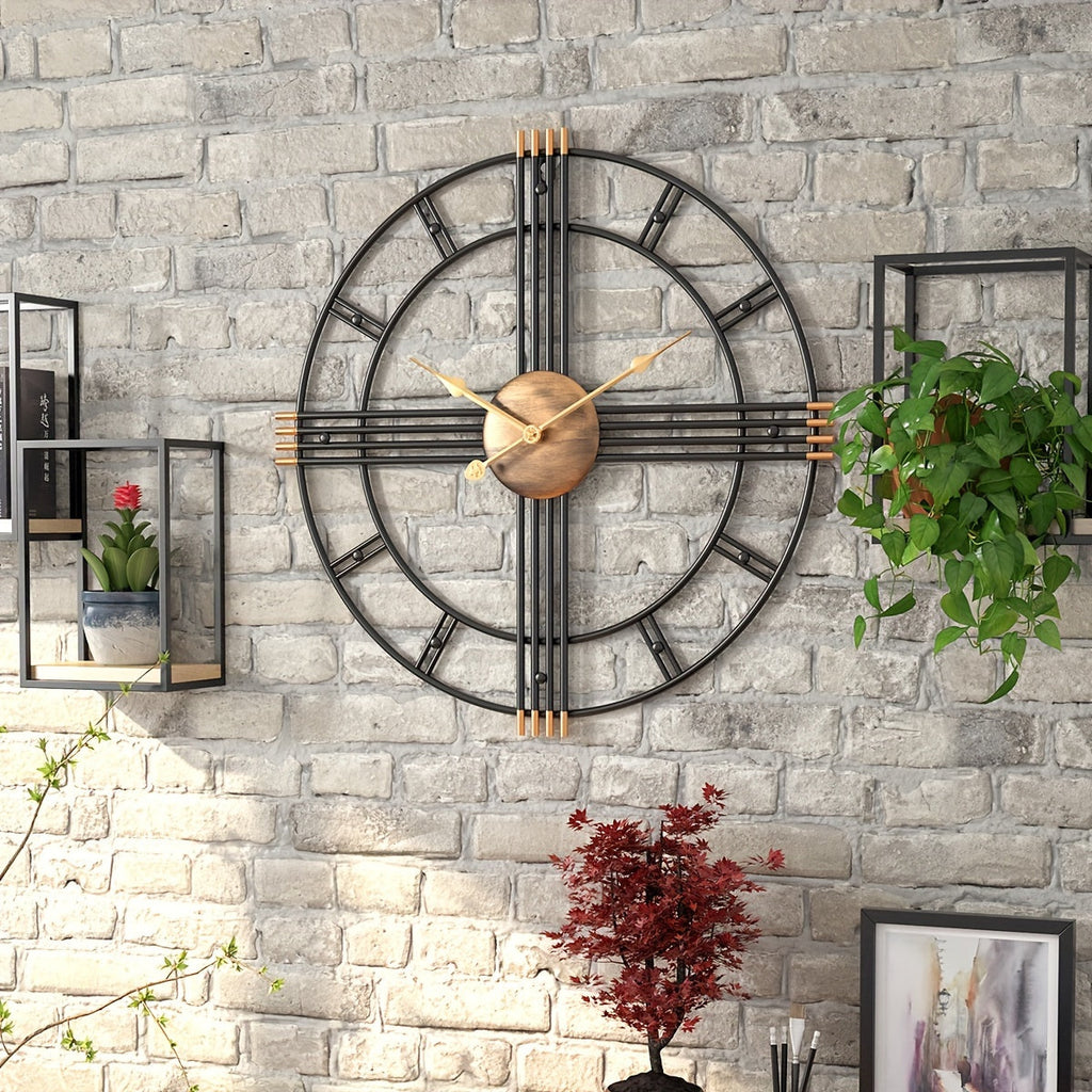 Modern Minimalist Cross Wall Clock with Structured Geometric Frame and Silent Motion - Euroselle