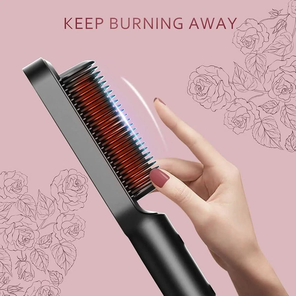 Piastra lisciante per capelli con spazzola in ceramica LumaGlide — Testina con spazzola integrata, setole anti-crespo