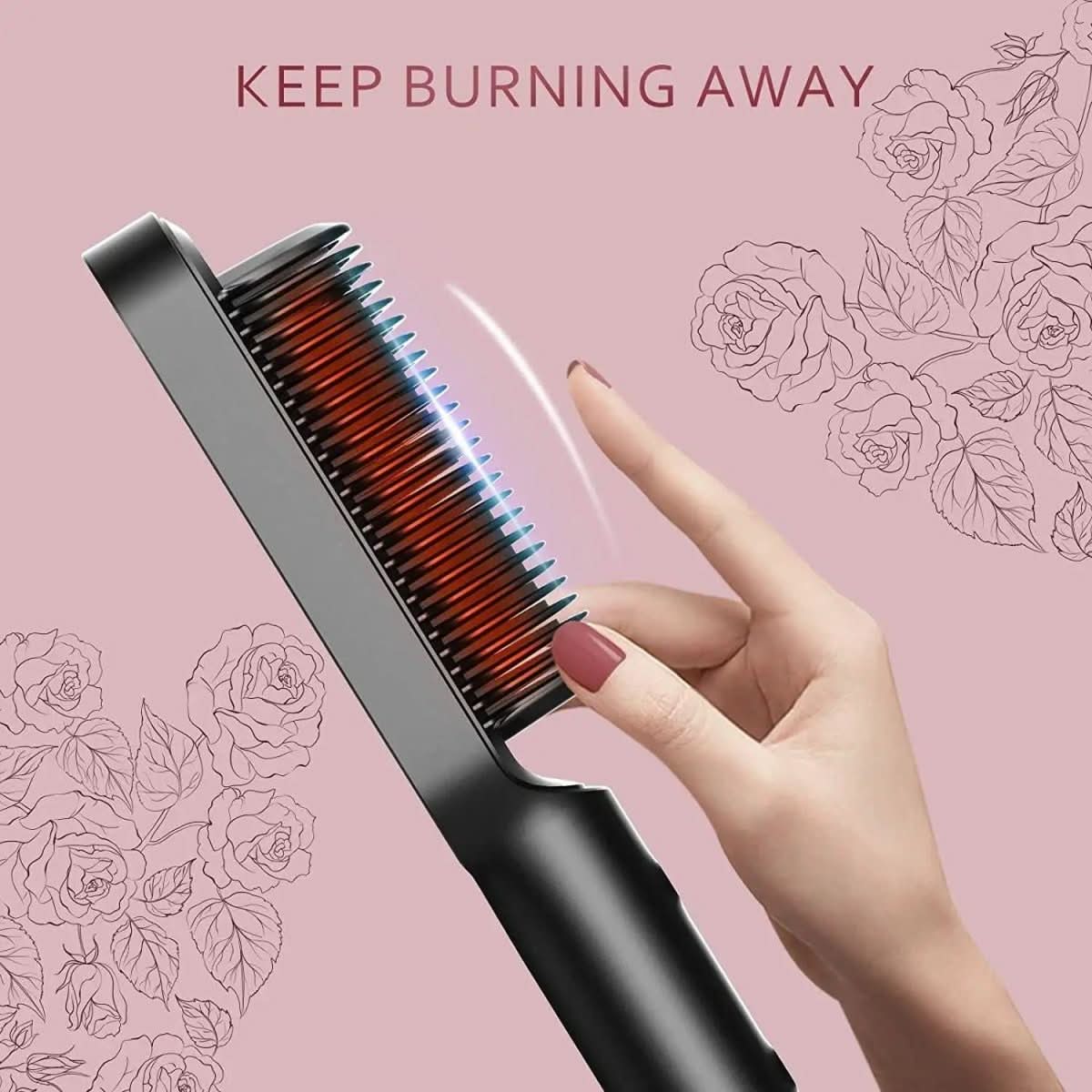 Piastra lisciante per capelli con spazzola in ceramica LumaGlide — Testina con spazzola integrata, setole anti-crespo