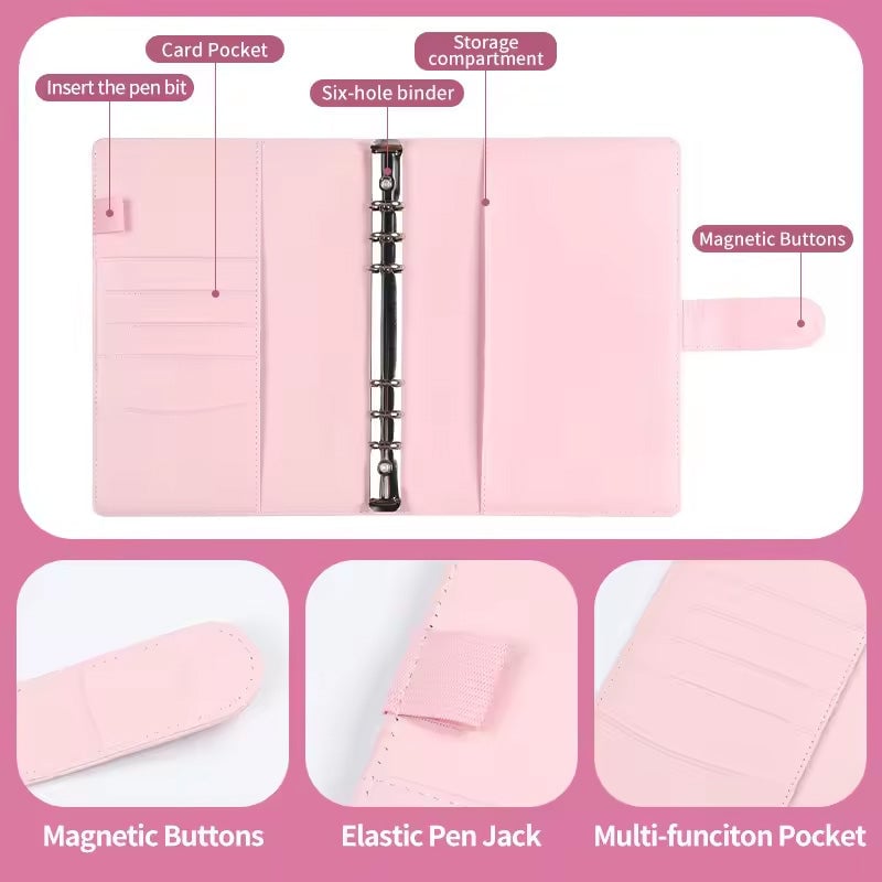 Carpeta ahorradora de dinero con 100 sobres — organizador de presupuesto de cuero PU