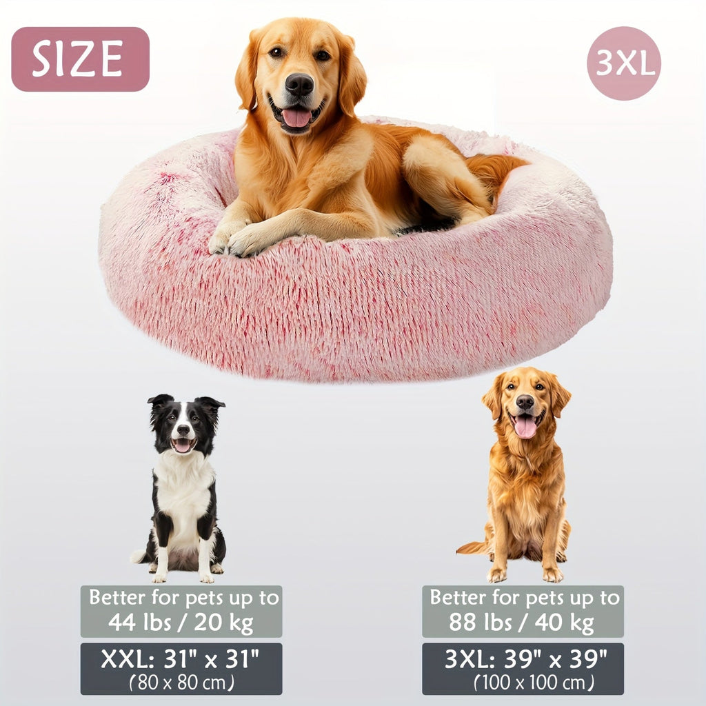 Soft Faux Fur Donut Pet Bed for Small to Large Dogs & Cats - Euroselle