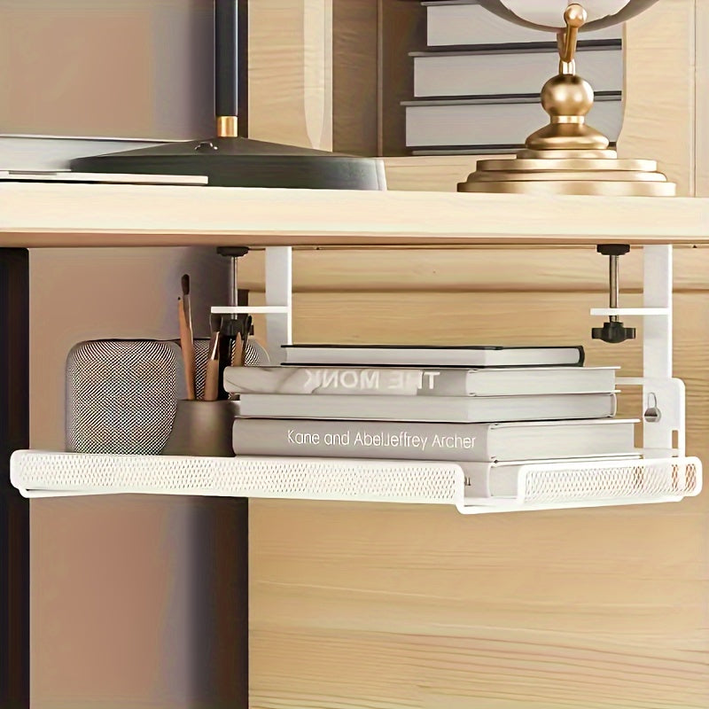 Adjustable Metal Desk Rack with No-Drill Hanging Organizer - Euroselle