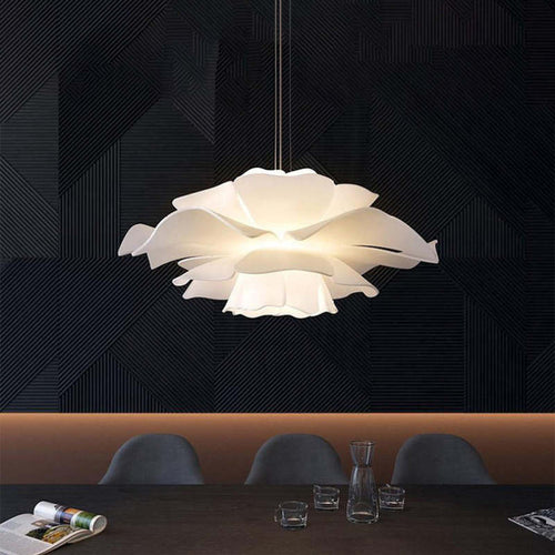 Lampe suspension design moderne Bella fleur acrylique blanche salon chambre