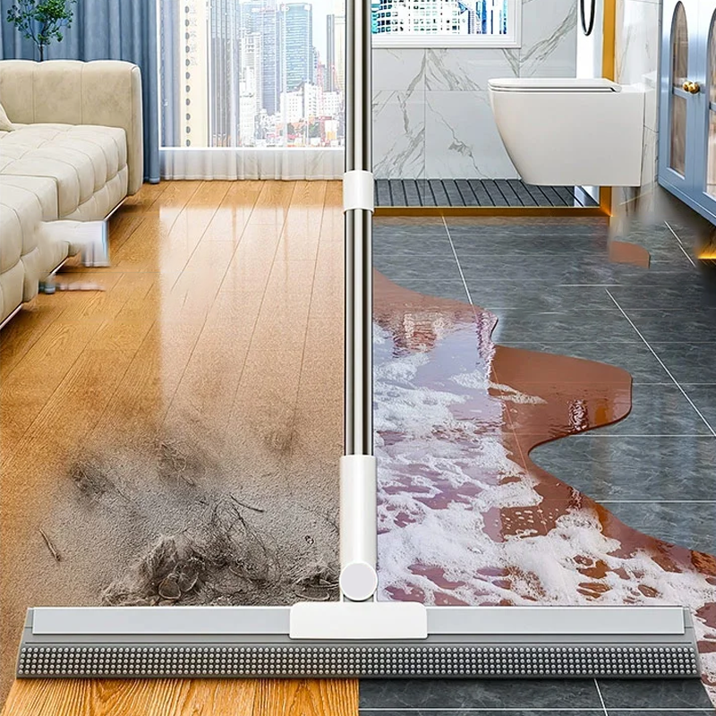 Doppelseitiger Bodenabzieher gegen Tierhaare – Gummikante, weiche Borsten