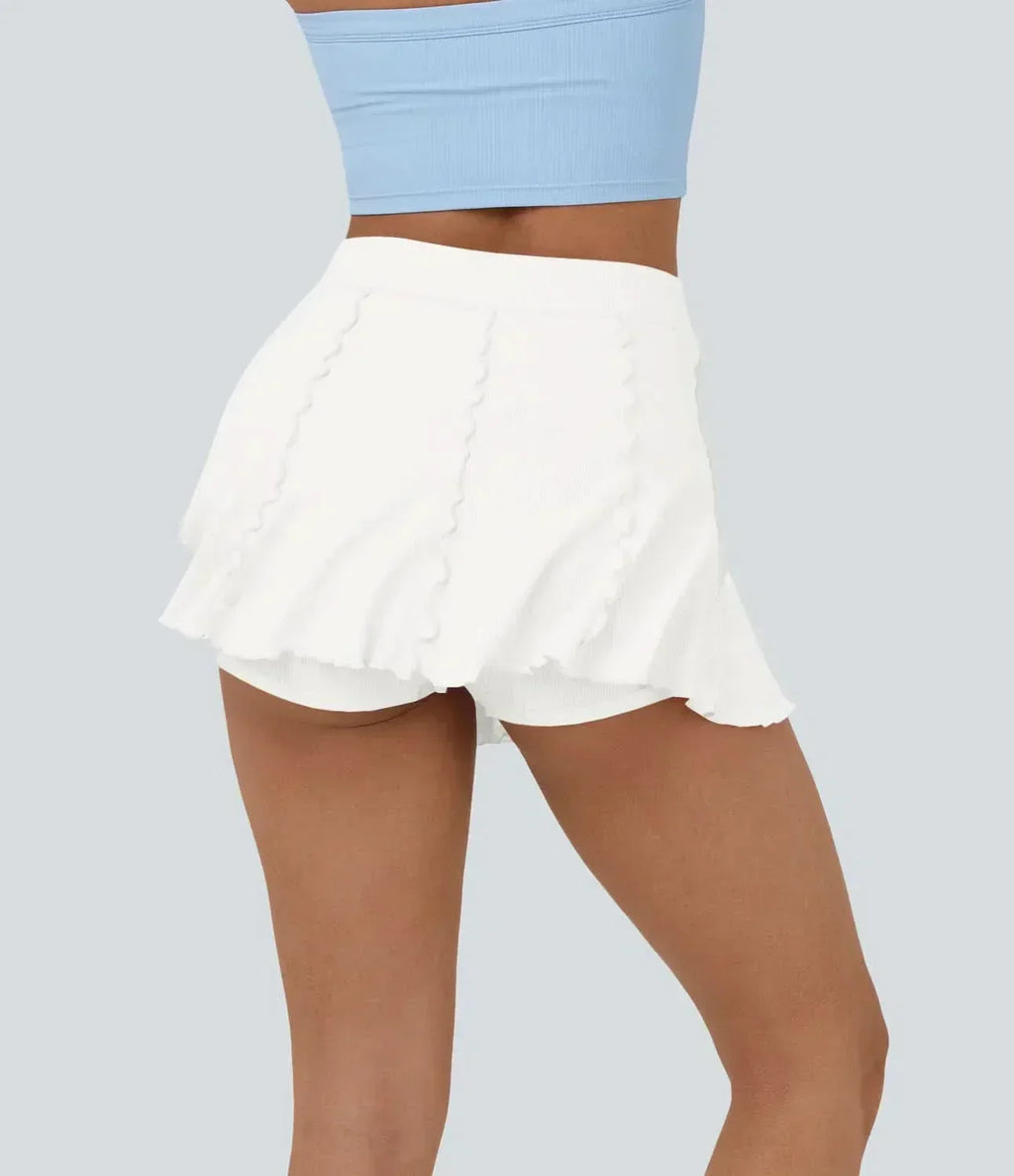 FlexWeave 2-i-1-tenniskjol — Inbyggda shorts och volangkant