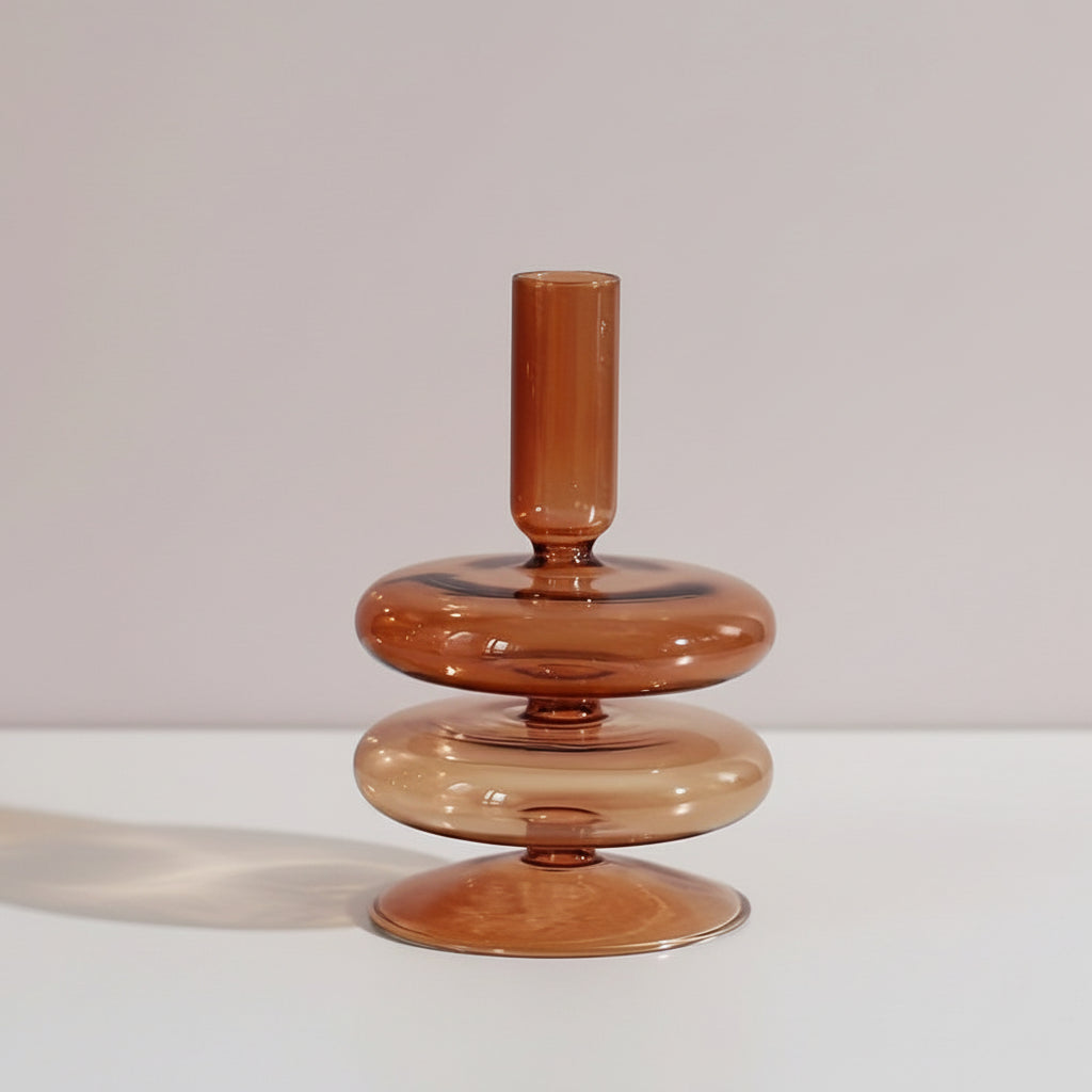 Minimalist Glass Candle Holder Vase Decorative Art Piece - Euroselle