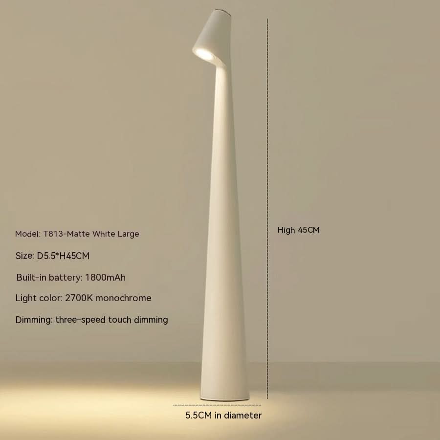 Lámpara de mesa metálica recargable y elegante — Luz LED cálida sin cables