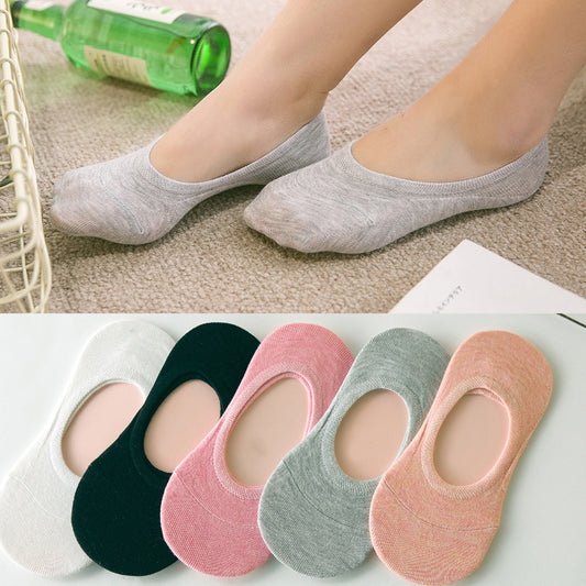 Chaussettes Invisibles Femme – Antidérapantes Silicone Couleur Unie
