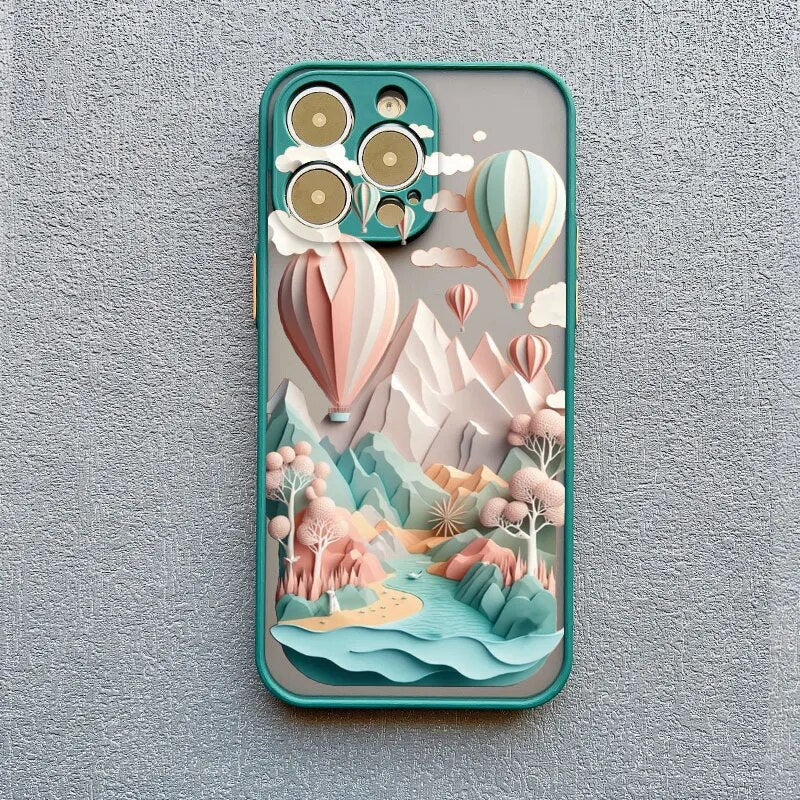 Silikonecover til iPhone 14–17 — 3D-landskabsgrafik, kamerabeskyttelse