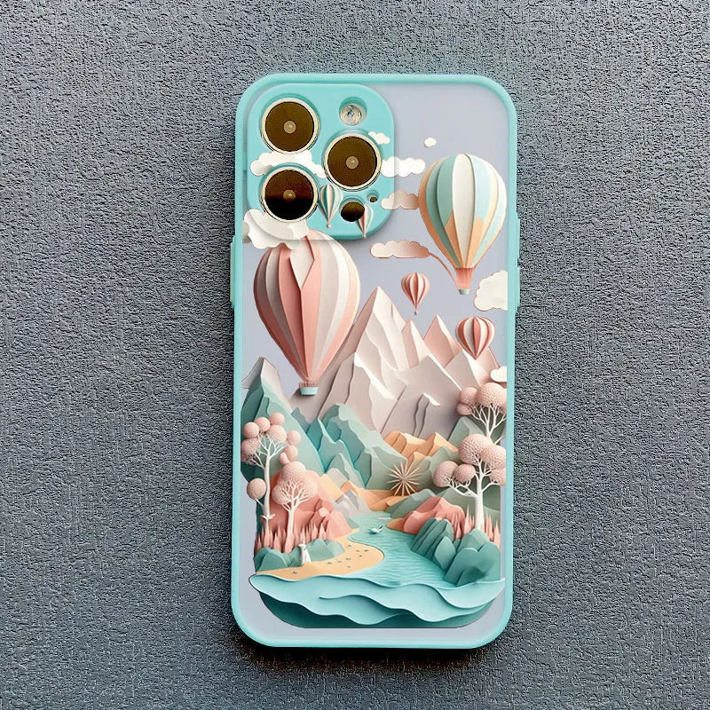 Silikonecover til iPhone 14–17 — 3D-landskabsgrafik, kamerabeskyttelse