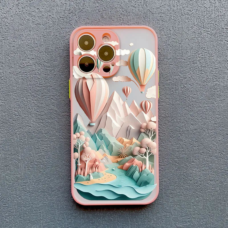 Silikonecover til iPhone 14–17 — 3D-landskabsgrafik, kamerabeskyttelse