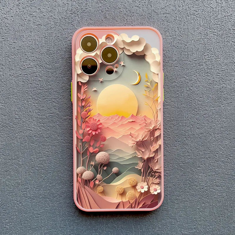 Silikonecover til iPhone 14–17 — 3D-landskabsgrafik, kamerabeskyttelse