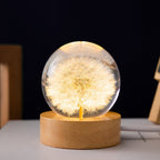 3D Crystal Flower LED Night Light – Decorative USB Powered Night Lamp with Real Bloom in Clear Crystal Sphere | Euroselle