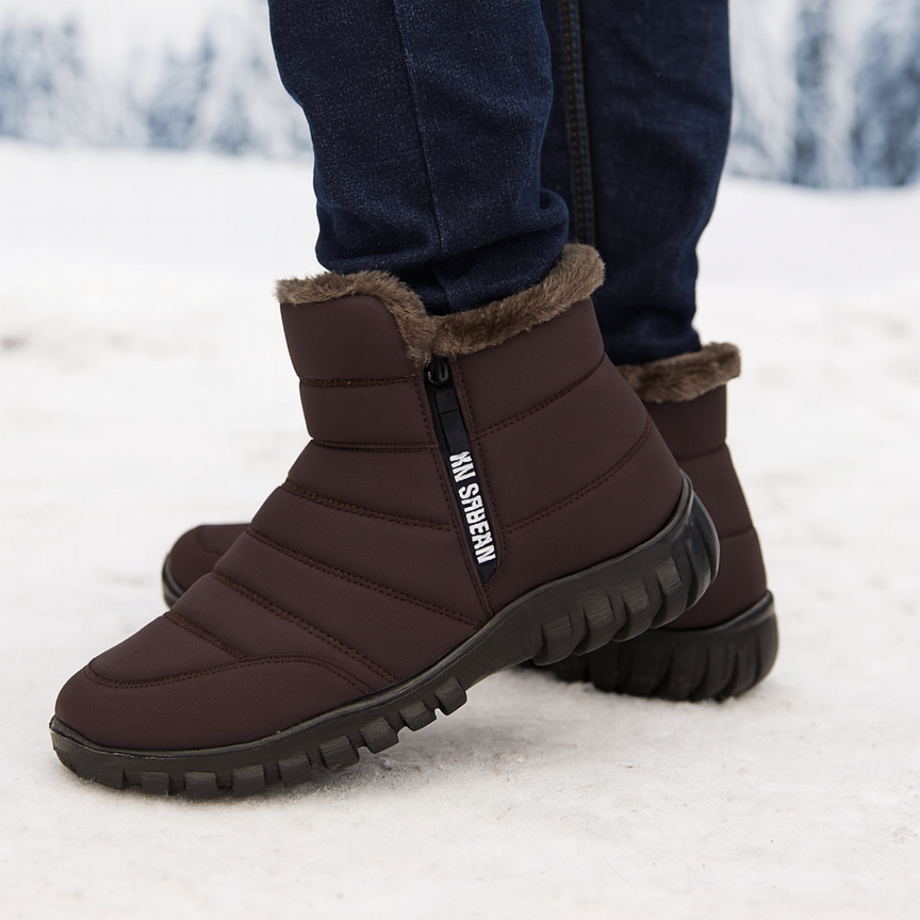 Men's Waterproof Snow Boots — Side Zip, Insulated, Anti-Slip