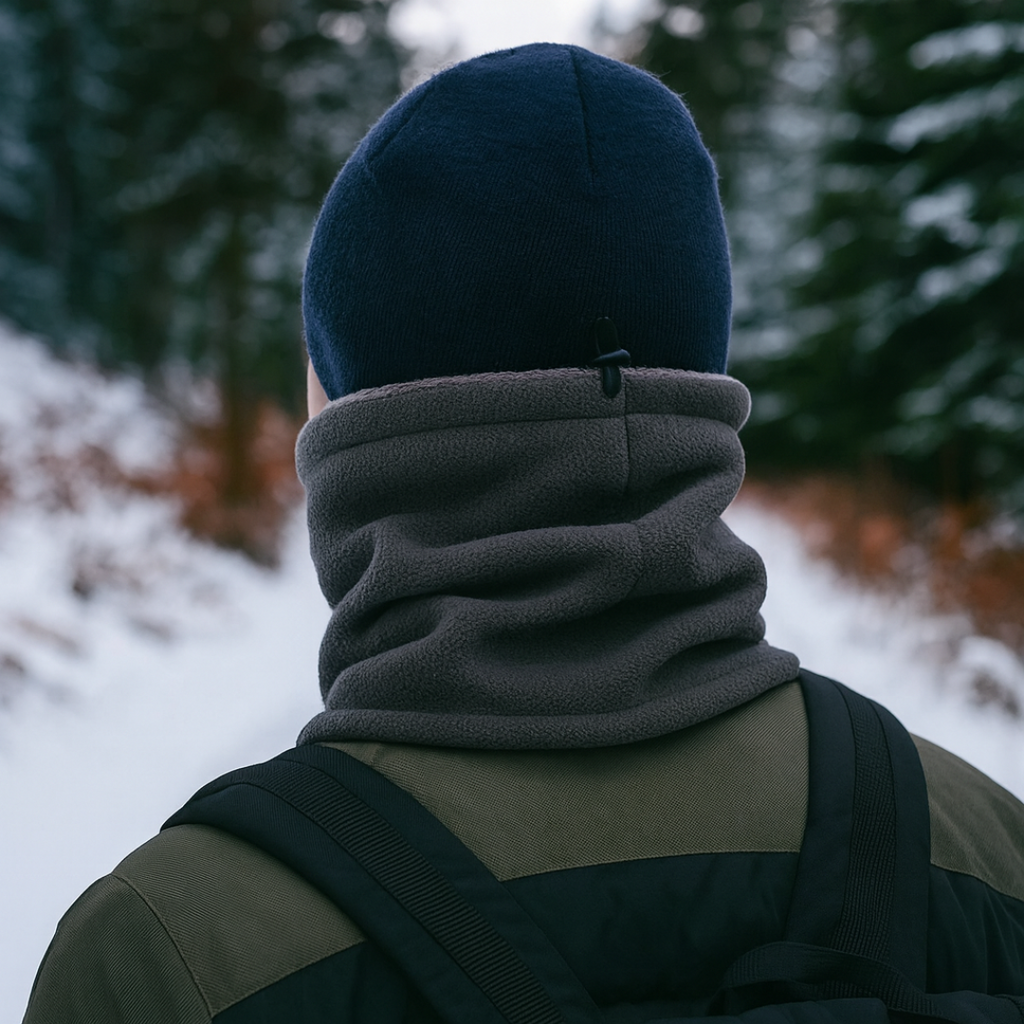 Verstellbarer Fleece-Schlauchschal – Kordelzug als Windschutz