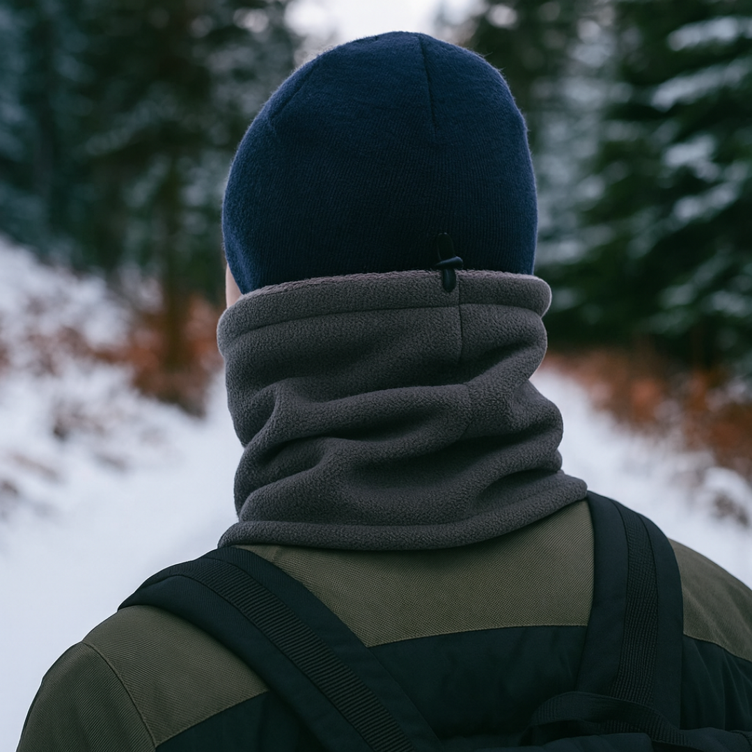 Verstellbarer Fleece-Schlauchschal – Kordelzug als Windschutz