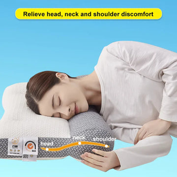 Oreiller ergonomique en mousse à mémoire de forme — Soulage les cervicales et les oreilles, pour dormir sur le côté ou le dos