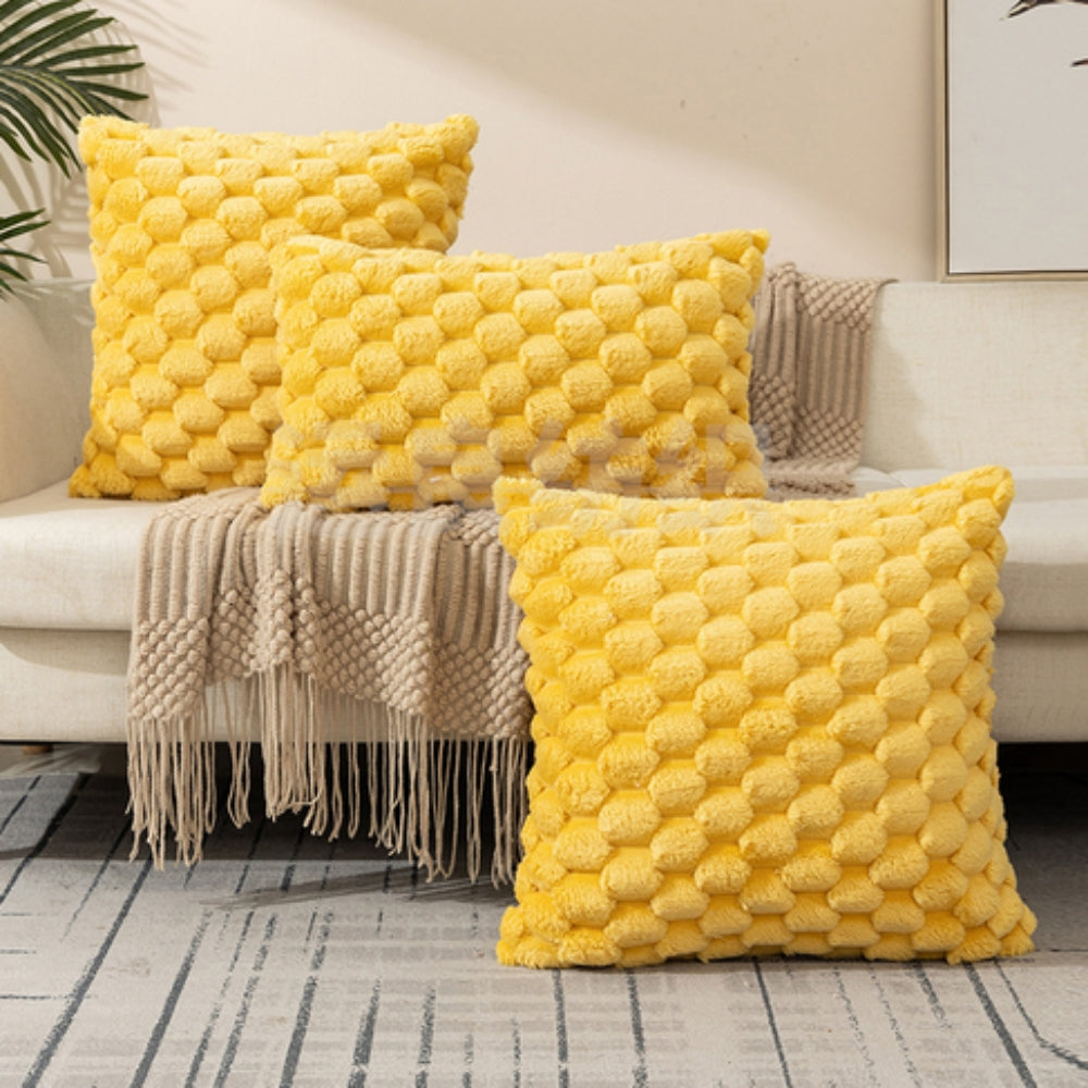 Raised-Texture Throw Pillow Cover — Blush Blended Fabric, Zip Closure