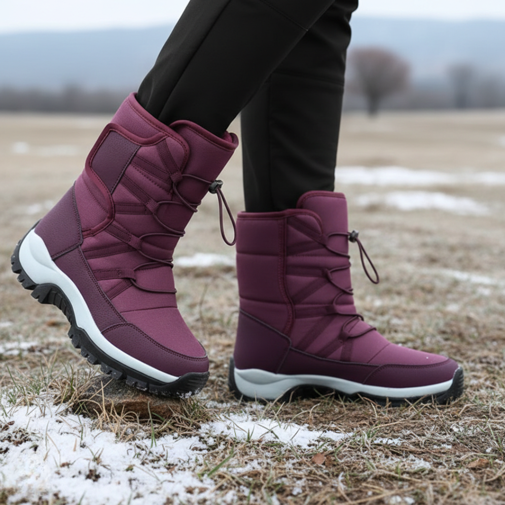 Waterproof Snow Boots — Plush-Lined Slip-On, Non-Slip Rubber Sole
