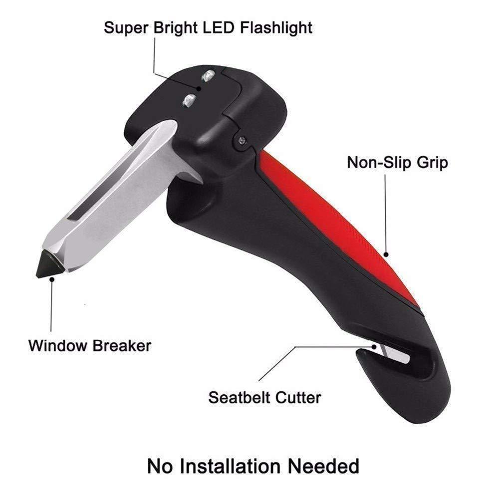 Strumento di sicurezza per veicoli — rompivetro, tagliacinture, luce LED
