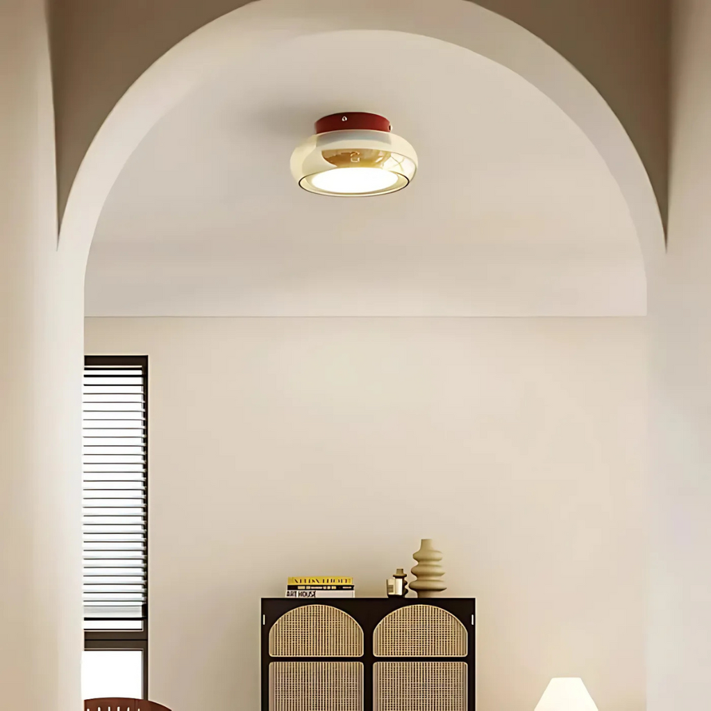 12-Inch 24W LED 吸顶灯，琥珀色玻璃，暖白光