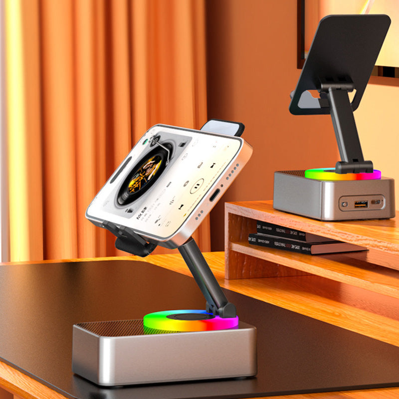 Bezdrátový stojánek na telefon s reproduktorem - 40mm subwoofer, otočení o 360°