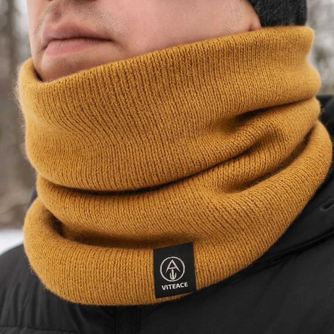 Strikket halsvarmer med fleecefôr - termisk vinterhals i to lag for løping, fotturer og pendling i kaldt vær | 2-pakning unisex-halsvarmere