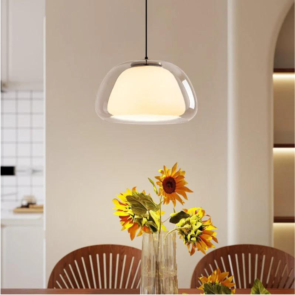 Lunara | Double Glass Dome Pendant Light With Soft Glow