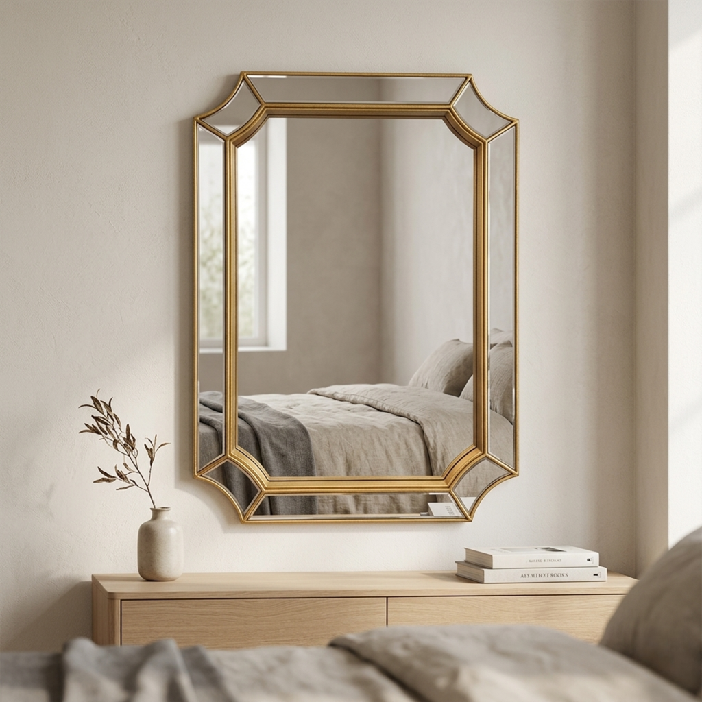 Modern Vintage Wall Mirror — Segmented Panel Border