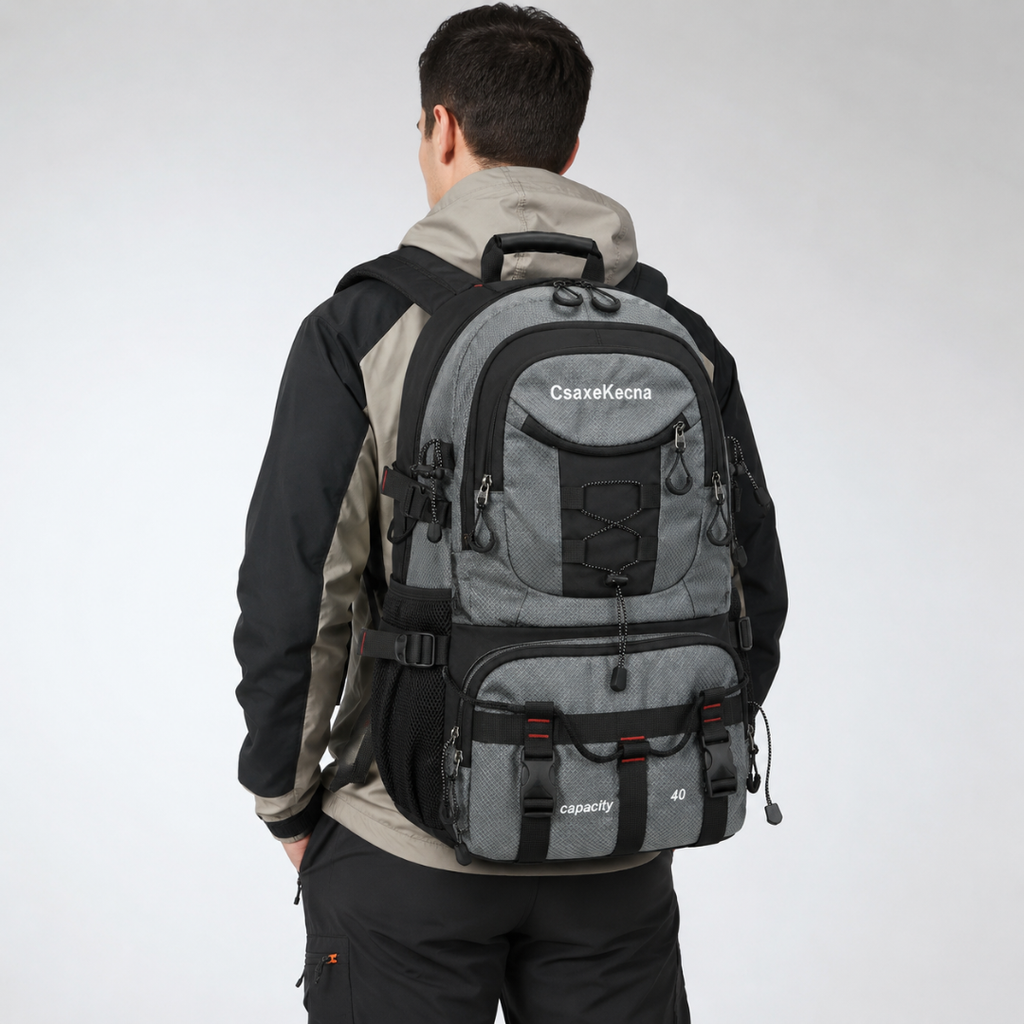Sac à dos de randonnée de 40L résistant à l’eau — Port USB, compartiment pour ordinateur portable