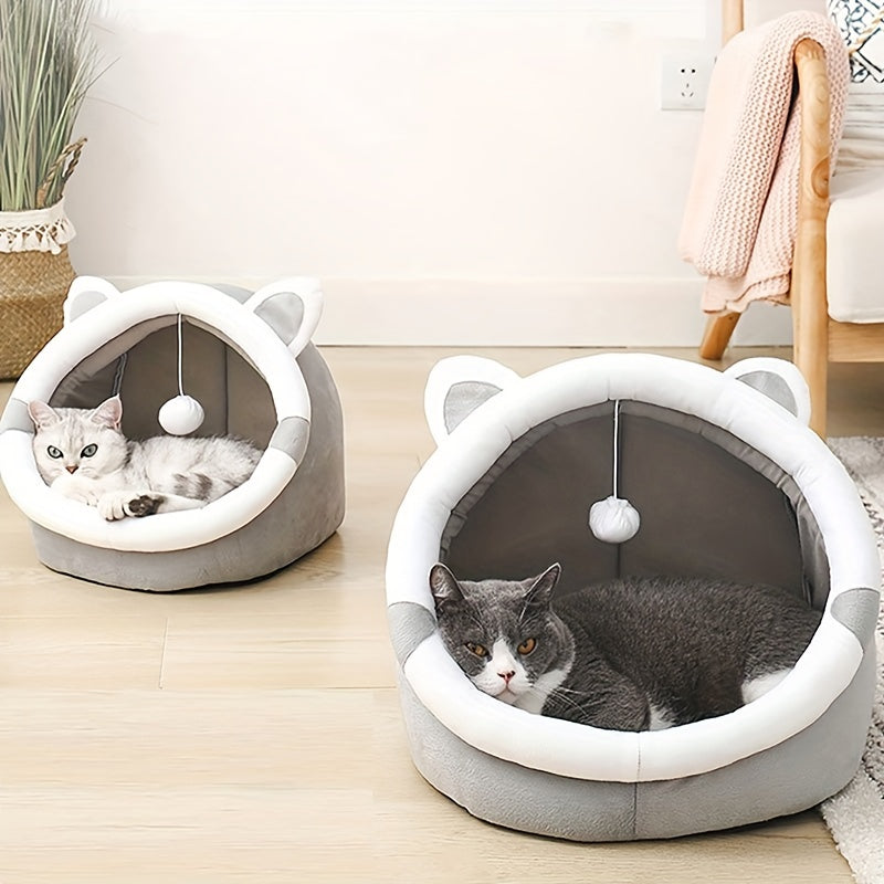 Soft Cozy Cat Cave Bed Cute Plush Hideout for Cats - Euroselle